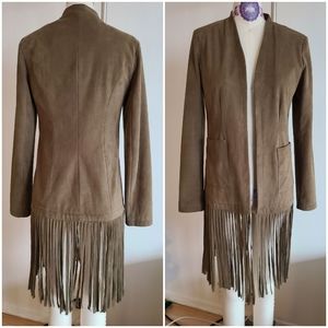 Olive Green Faux Suede Fringe Blazer from Saks